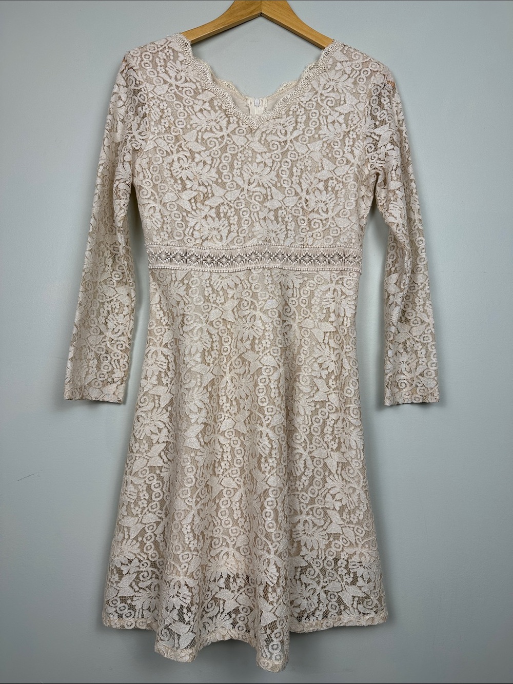 78. unbranded (handmade??) lace boho dress long sleeved cream